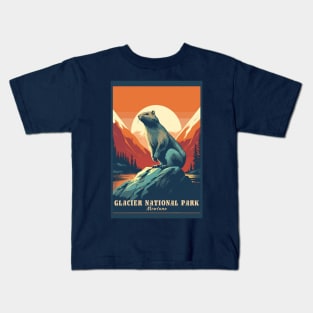 Glacier National Park Travel Poster Kids T-Shirt